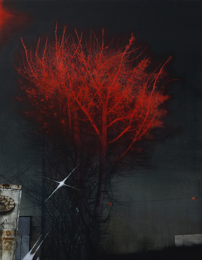 붉은 가로수 Red roadside tree
